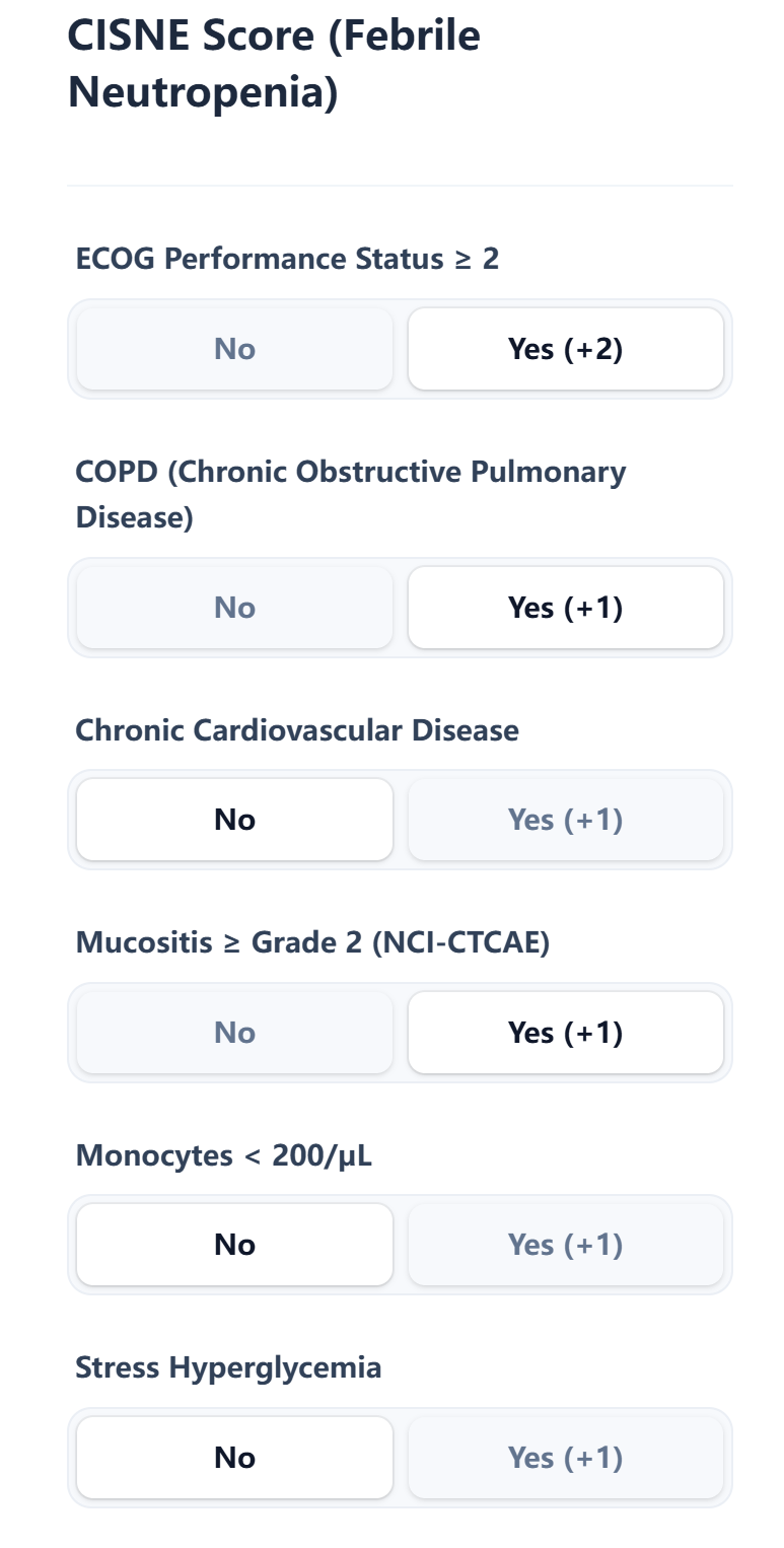CISNE calculator input form interface